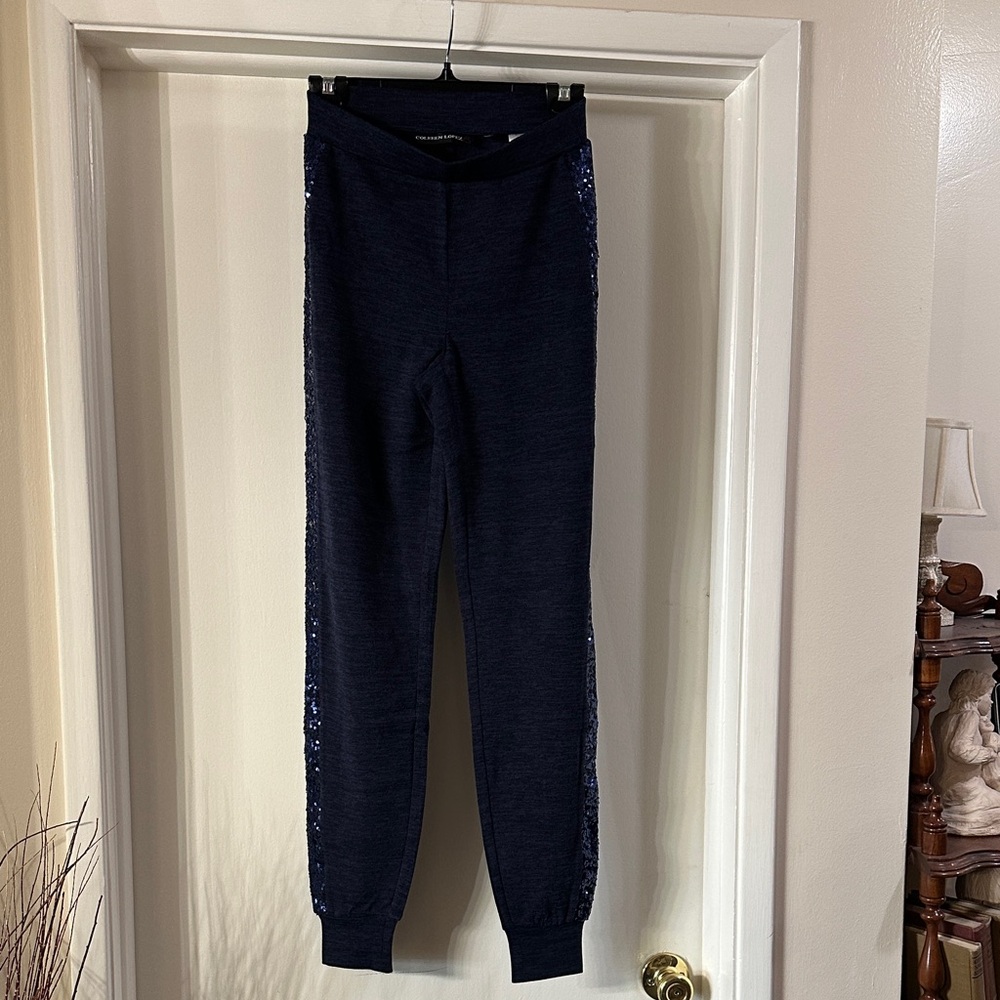 Colleen Lopez Dark Blue Joggers with Sparkling Side Stripes